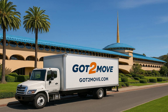 moving truck in Marin County with packed belongings
